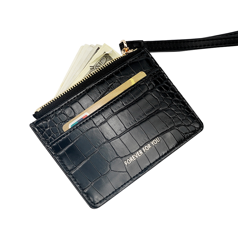 FACTORY WHOLESALE CARD HOLDER WITH STRAP CROCODILE ZIPPER COINS PURSE