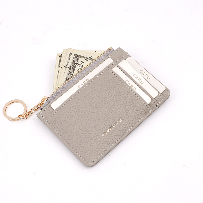 CUSTOM LOGO CAD HOLDER LYCHEE PATTERN CARD WALLET ZIPPER COINS PURSE