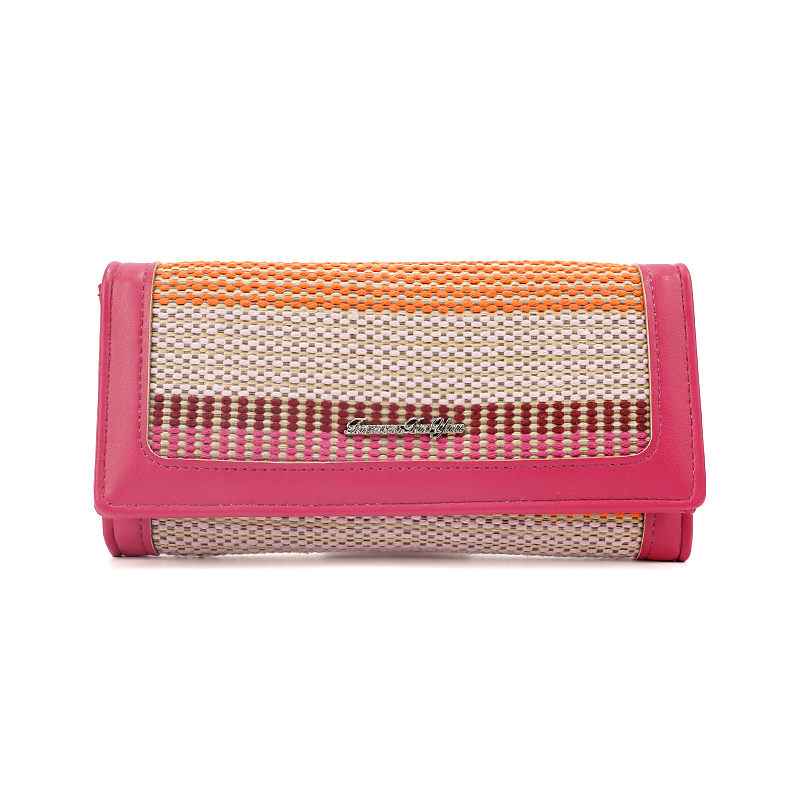 WOVEN FABRIC PU WALLET LADY FASHION LONG CLUTCH PHONE WALLET