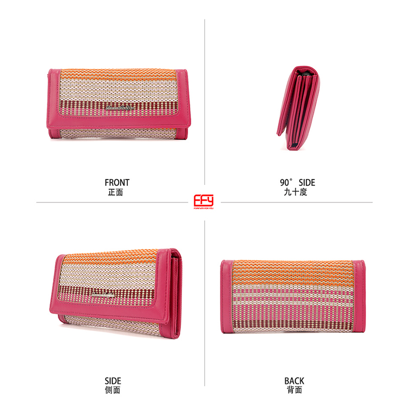 WOVEN FABRIC PU WALLET LADY FASHION LONG CLUTCH PHONE WALLET