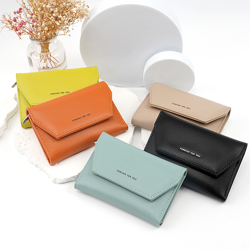 DURABLE 100% PU WALLET SHORT ZIPPER CARD HOLDER WALLET FOR LADY