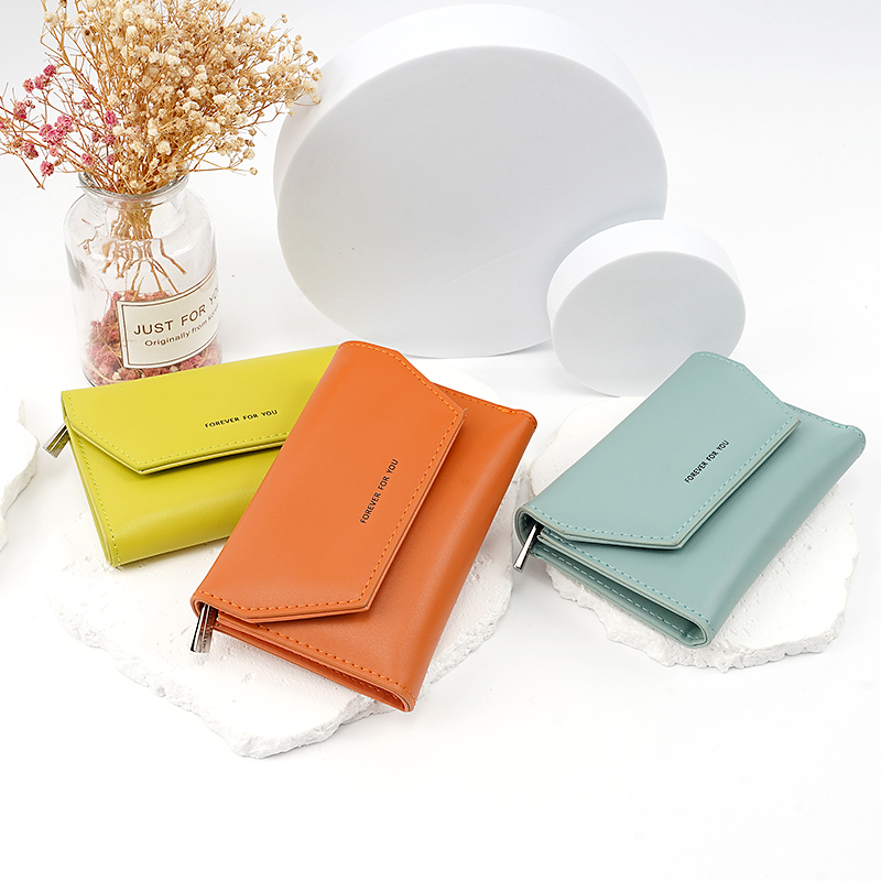 DURABLE 100% PU WALLET SHORT ZIPPER CARD HOLDER WALLET FOR LADY